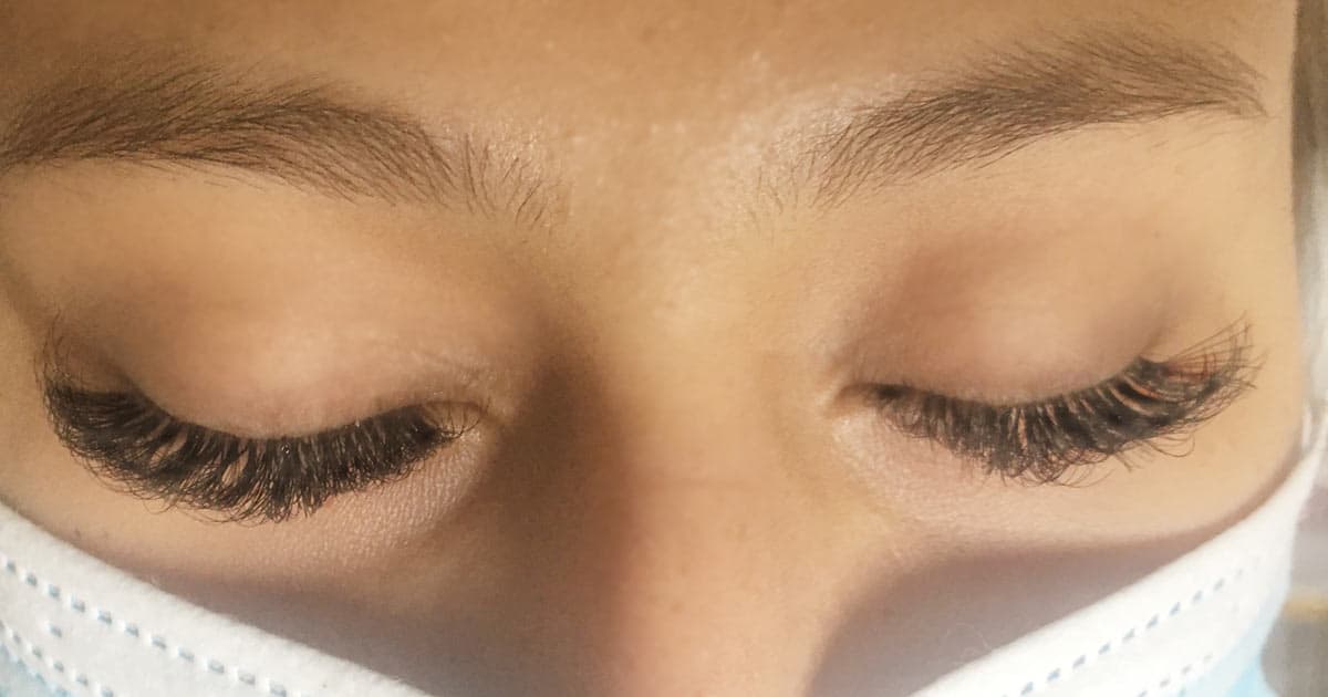 Women with beautiful long eyelash extensions